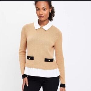 Ann taylor sweater with button down layer detail womens small